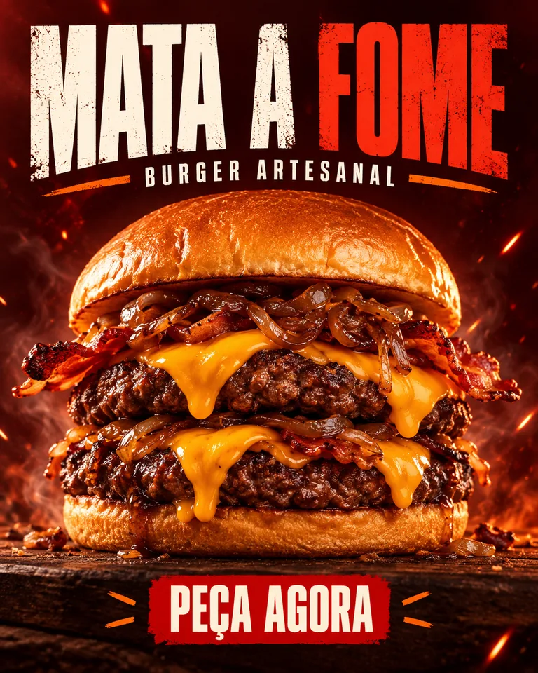 Mata a fome: hambúrguer artesanal com queijo e cebola caramelizada